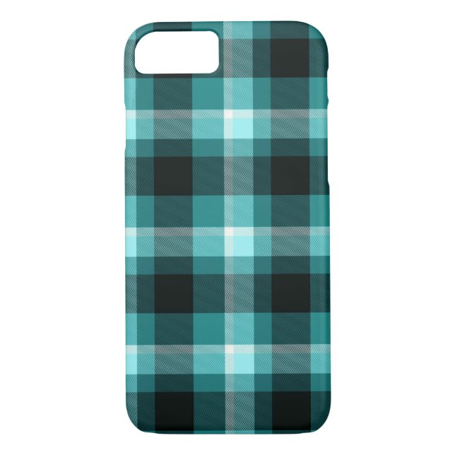 Blaues kariertes Muster Case-Mate iPhone Hülle (Rückseite)
