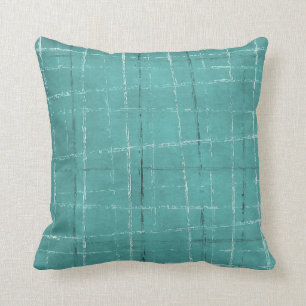 Blaues kariertes Muster des Aqua Kissen