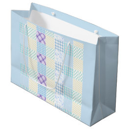 Blaues Karomuster Große Geschenktüte