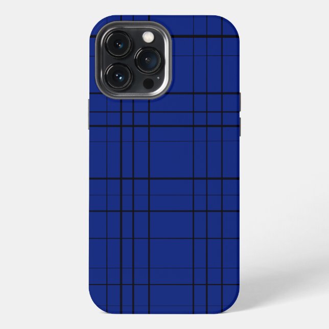 Blaues Karomuster iPhone 13 Pro Max Hülle (Rückseite)