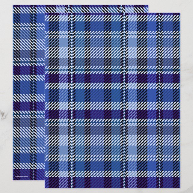 Blaues Karopapier für Scrapbooking, doppelseitig (Vorne/Hinten)