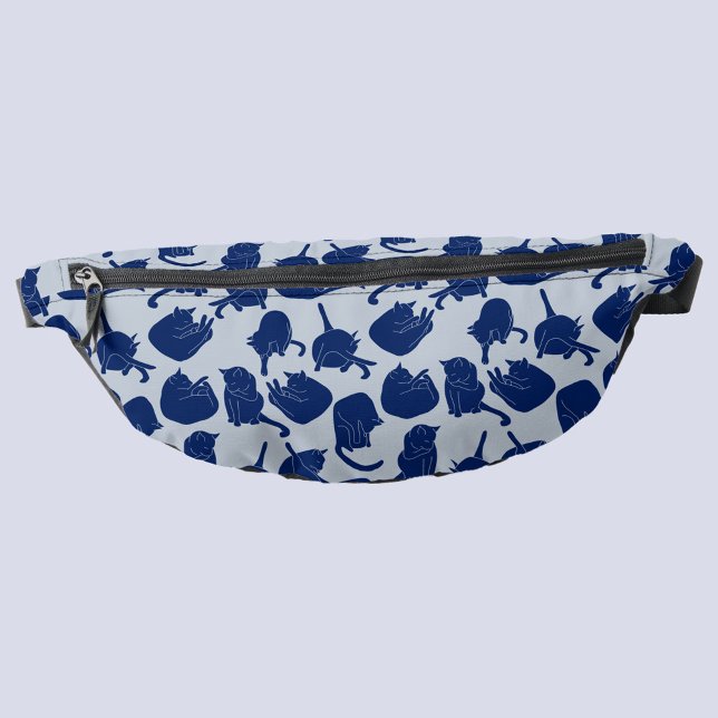 Blaues Katzenmuster Bauchtasche (Blue cat pattern fanny pack)