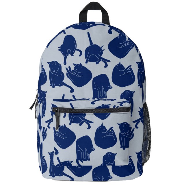 Blaues Katzenmuster Bedruckter Rucksack (Blue kitty cat pattern backpack)