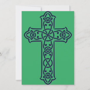 Blaues keltisches Hochkreuz Feiertagskarte
