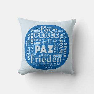 Blaues Kissen / Frieden in mehreren Sprachen