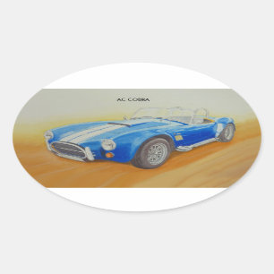 BLAUES KLASSISCHES SPORT-AUTO WECHSELSTROMS OVALER AUFKLEBER