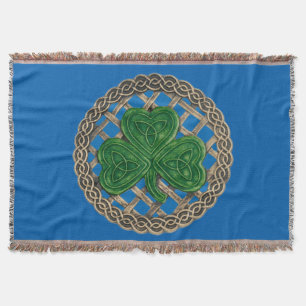 Blaues Kleeblatt auf keltischen Knochen wirbeln Bl Decke