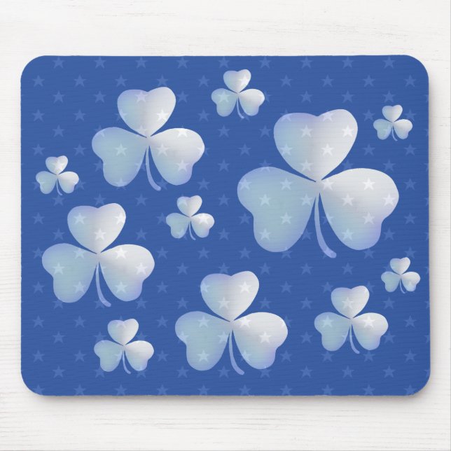 Blaues Kleeblatt mit Sternen - mousepad (Vorne)
