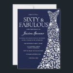 Blaues Kleid 60. Fabulous Geburtstagsparty Einladung<br><div class="desc">Blaues weißes Navy Dress 60. Fabelhafte Geburtstagsparty Einladung Variationen zur Einladung und passende Artikel in unserem Shop</div>