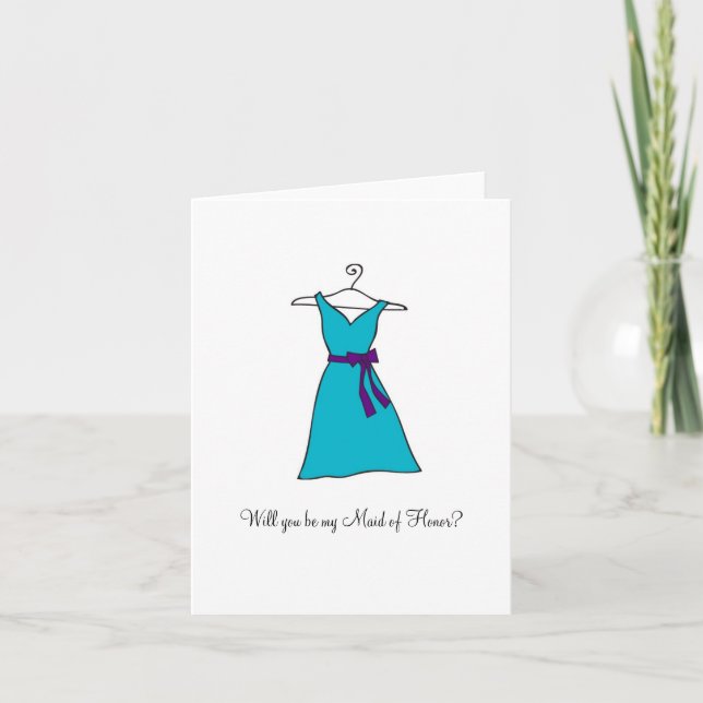 Blaues Kleid, bist du meine Trauzeugin? Einladung (Vorderseite)