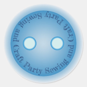 Blaues Knopf-Nähen und Handwerks-Party Runder Aufkleber
