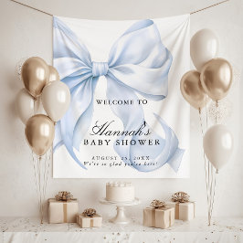 Blaues Koketten-Schleifen-Jungen-Baby-Shower-Willk Wandteppich
