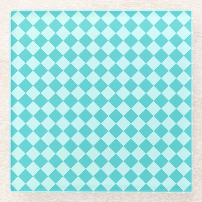 Blaues Kombinations-Diamant-Muster Glasuntersetzer (Vorderseite)