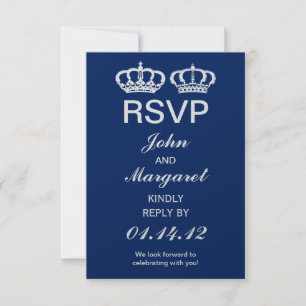Blaues königliches Paar Hochzeits-RSVP RSVP Karte