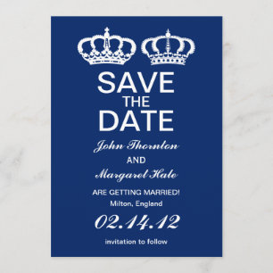 Blaues Königspaar Save the Date Einladung