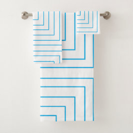Blaues konzentrisches geometrisches Muster Badhandtuch Set