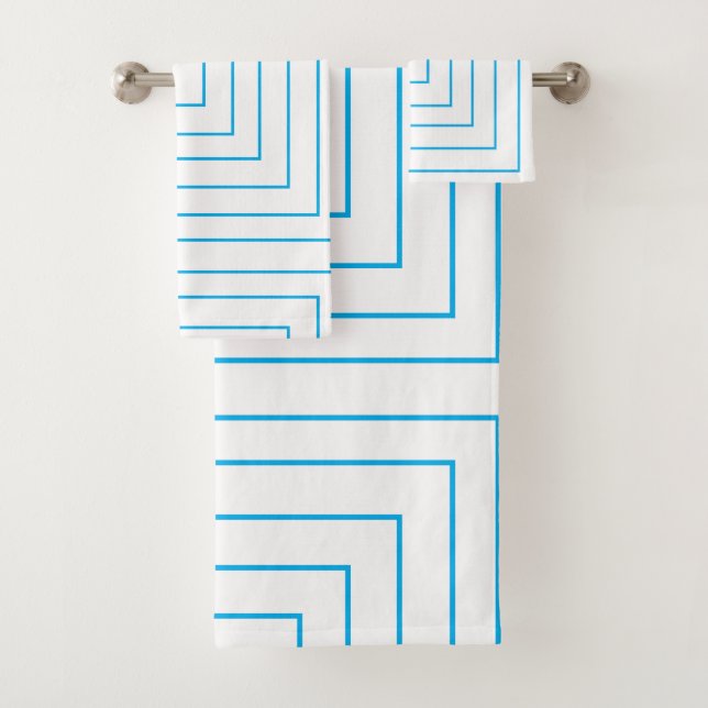 Blaues konzentrisches geometrisches Muster Badhandtuch Set (Insitu)