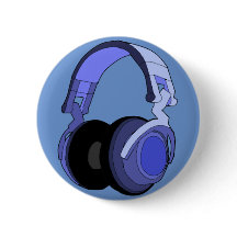 Blaues Kopfhörer-Digital-Kunst-Abzeichen