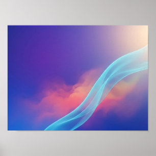 Blaues Korallen Atmosphären-Fluid-Abstrakt-Poster Poster