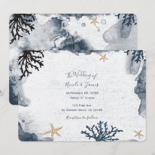 Blaues Korallenriff Wasserfarbe Elegantes Party Einladung