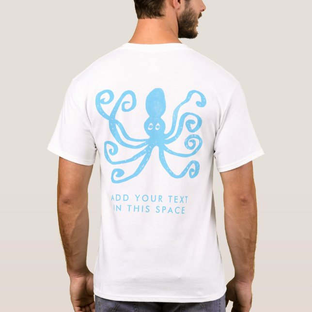 Blaues Kraken-Sporttauchen T-Shirt (Rückseite)