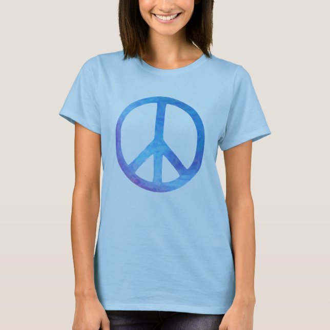 Blaues Krawatten-Friedenssymbol T-Shirt (Vorderseite)