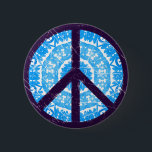 Blaues Krawatten-Friedenszeichen Button<br><div class="desc">Friedenssymbol sammelbare pinback Knöpfe. Knöpft Vintages Symbol der blauen gefärbten Krawatte Friedens,  um zu sammeln und zu teilen.</div>