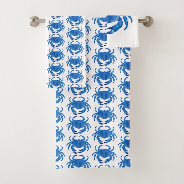 Blaues Krebsmuster Badhandtuch Set (Insitu)