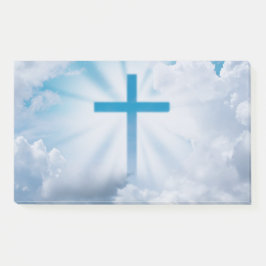 Blaues Kreuz in Sky Post-it Klebezettel