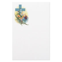 Blaues Kreuz mit Blume und Booten
