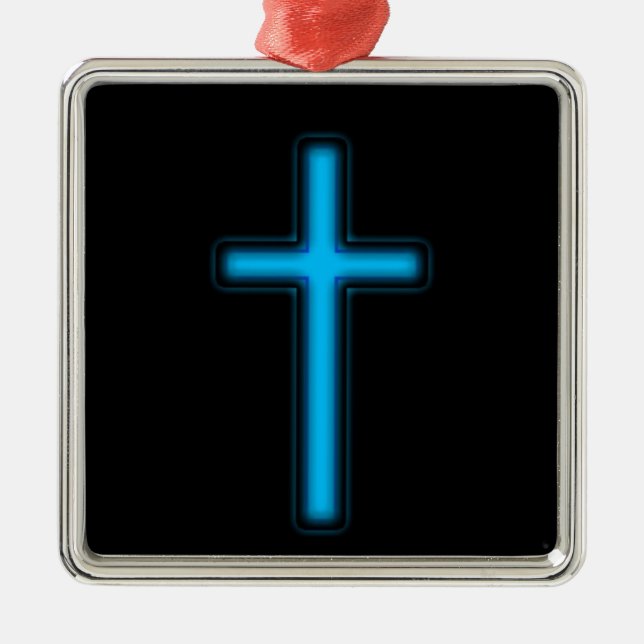 Blaues Kreuz Ornament Aus Metall (Vorne)
