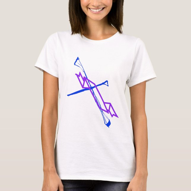 Blaues Kreuz und Lila Sash T-Shirt (Vorderseite)