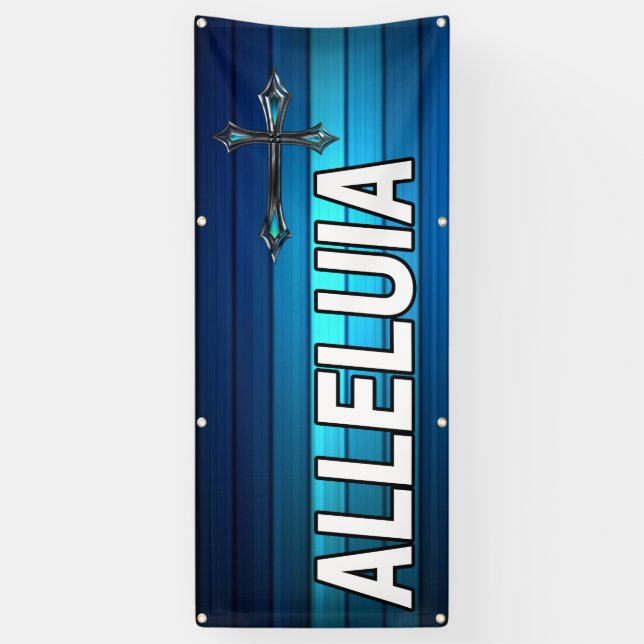 blaues Kreuz und Planken Halleluja Banner (Vertikal)