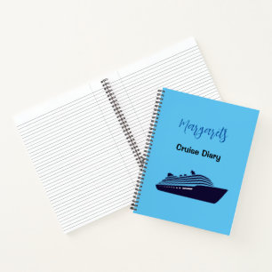 Blaues Kreuzfahrtschiff Personalisiertes Tagebuch