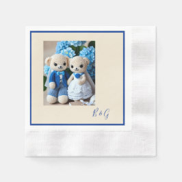 Blaues Krocketfigurenpaar Serviette