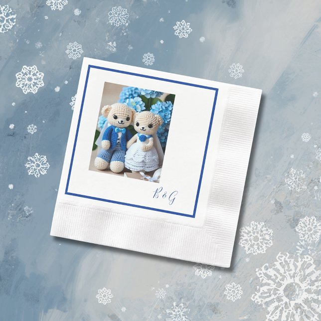 Blaues Krocketfigurenpaar Serviette (Von Creator hochgeladen)