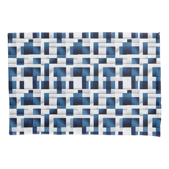 Blaues künstlerisches Scheckmotiv | Geometrisches  Kissenbezug (Vorderseite)