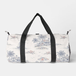 Blaues Küsten-Tropen-Französisches Toile-Muster Duffle Bag