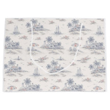 Blaues Küsten-Tropen-Französisches Toile-Muster
