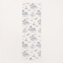 Blaues Küsten-Tropen-Französisches Toile-Muster