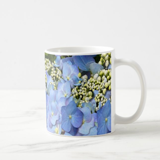 Blaues Lacecap Hydrangea Kaffeetasse (Rechts)