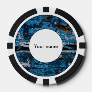 Blaues lackiertes Holz Pokerchips
