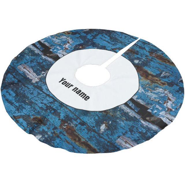 Blaues lackiertes Holz Polyester Weihnachtsbaumdecke (Schrägansicht)