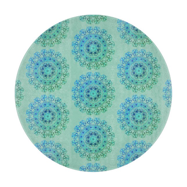 Blaues Lacy-Muster  Schneidebrett (Vorderseite)