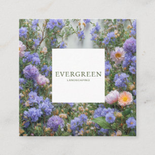 Blaues Lavendel Blumen Quadratischer Rahmen Boheme Quadratische Visitenkarte