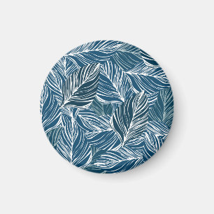 Blaues Leaf-Muster: Vintages Tapete. Magnet