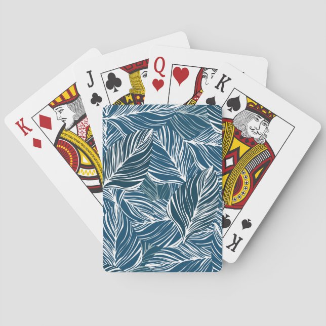 Blaues Leaf-Muster: Vintages Tapete. Spielkarten (Rückseite)