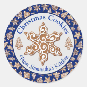 Blaues Lebkuchen hausgemachte Weihnachtskekse Runder Aufkleber