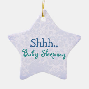 Blaues Leise Baby schlafendes Türschild Keramikornament