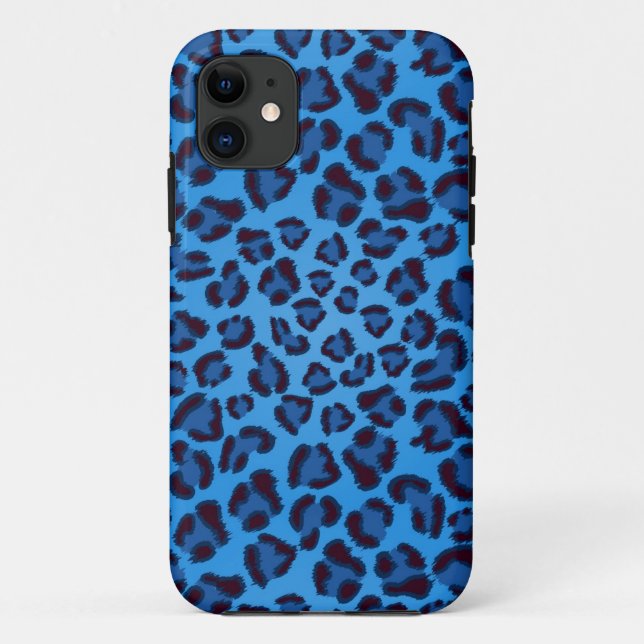 blaues Leopardbeschaffenheitsmuster Case-Mate iPhone Hülle (Rückseite)